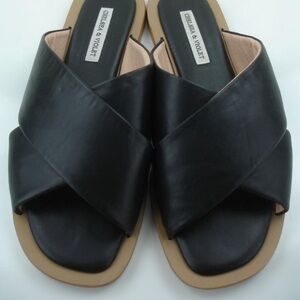 New Chelsea & Violet Black Women's Sandals quilted leather Greek cross over